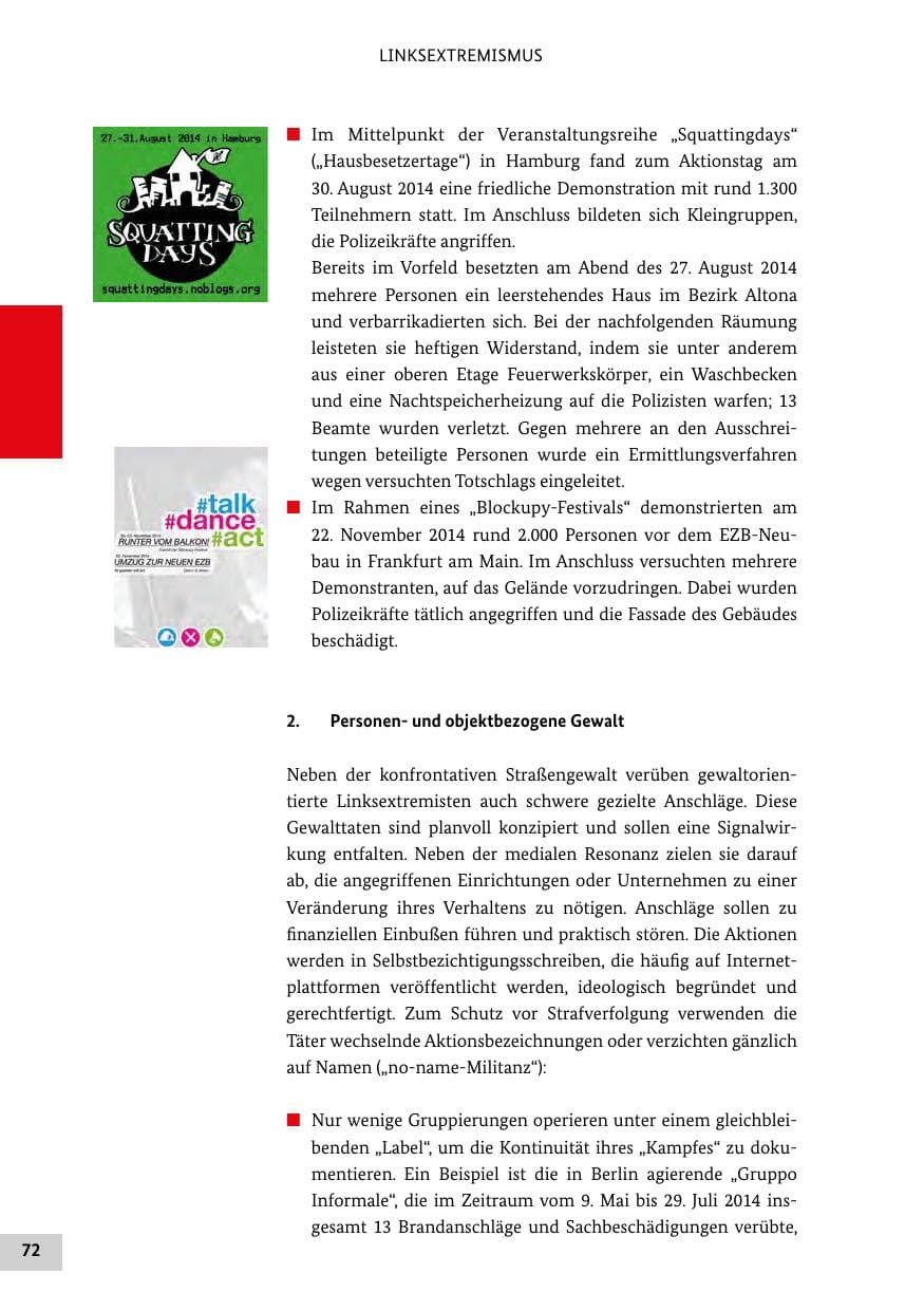 Seite 71 des Verfassungsschutzbericht 2014 Bund