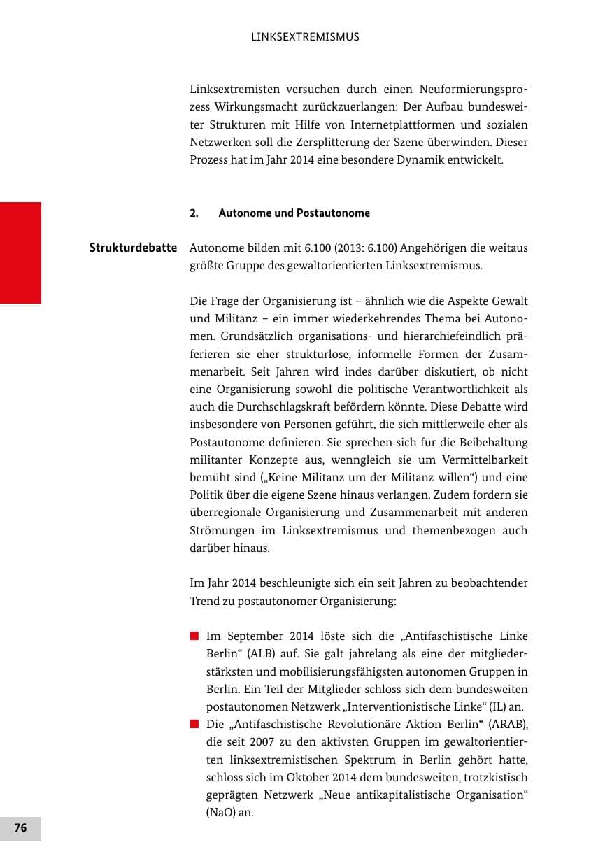 Seite 75 des Verfassungsschutzbericht 2014 Bund