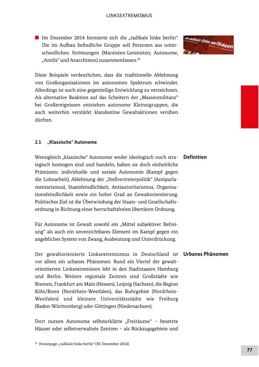 Seite 76 des Verfassungsschutzbericht 2014 Bund