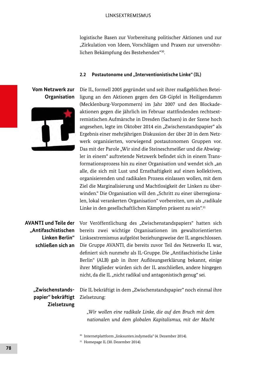 Seite 77 des Verfassungsschutzbericht 2014 Bund