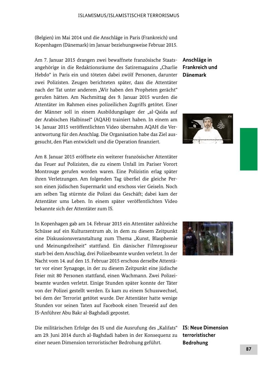 Seite 86 des Verfassungsschutzbericht 2014 Bund