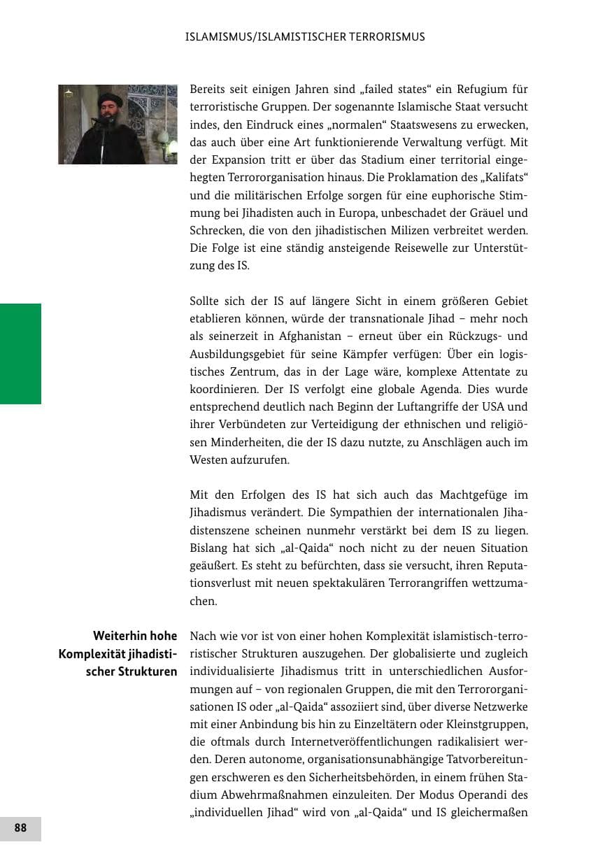 Seite 87 des Verfassungsschutzbericht 2014 Bund
