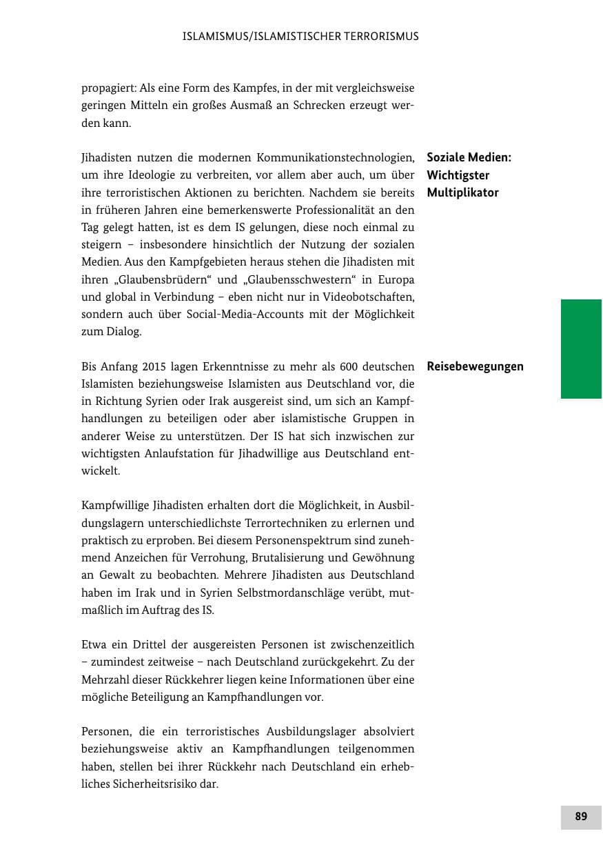 Seite 88 des Verfassungsschutzbericht 2014 Bund