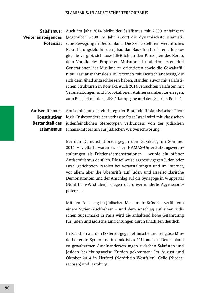 Seite 89 des Verfassungsschutzbericht 2014 Bund