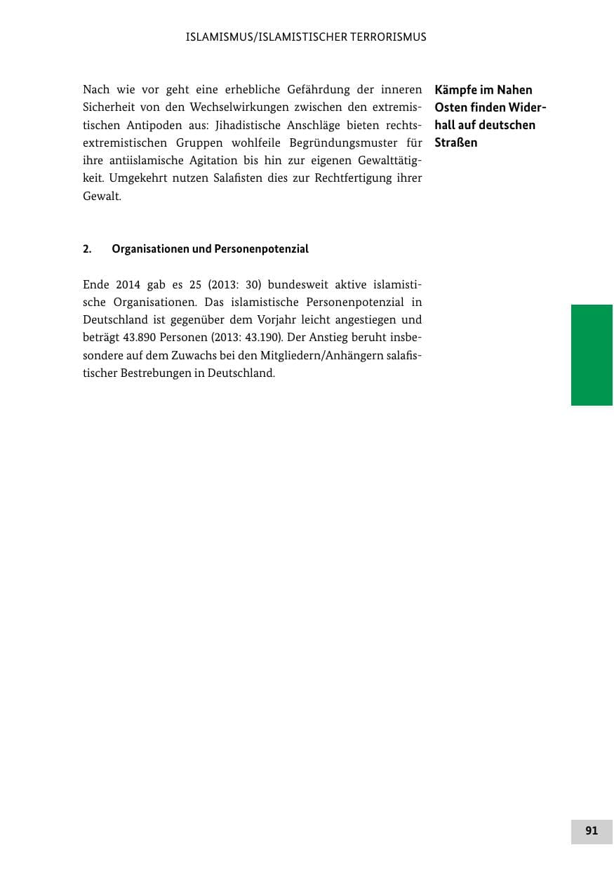 Seite 90 des Verfassungsschutzbericht 2014 Bund