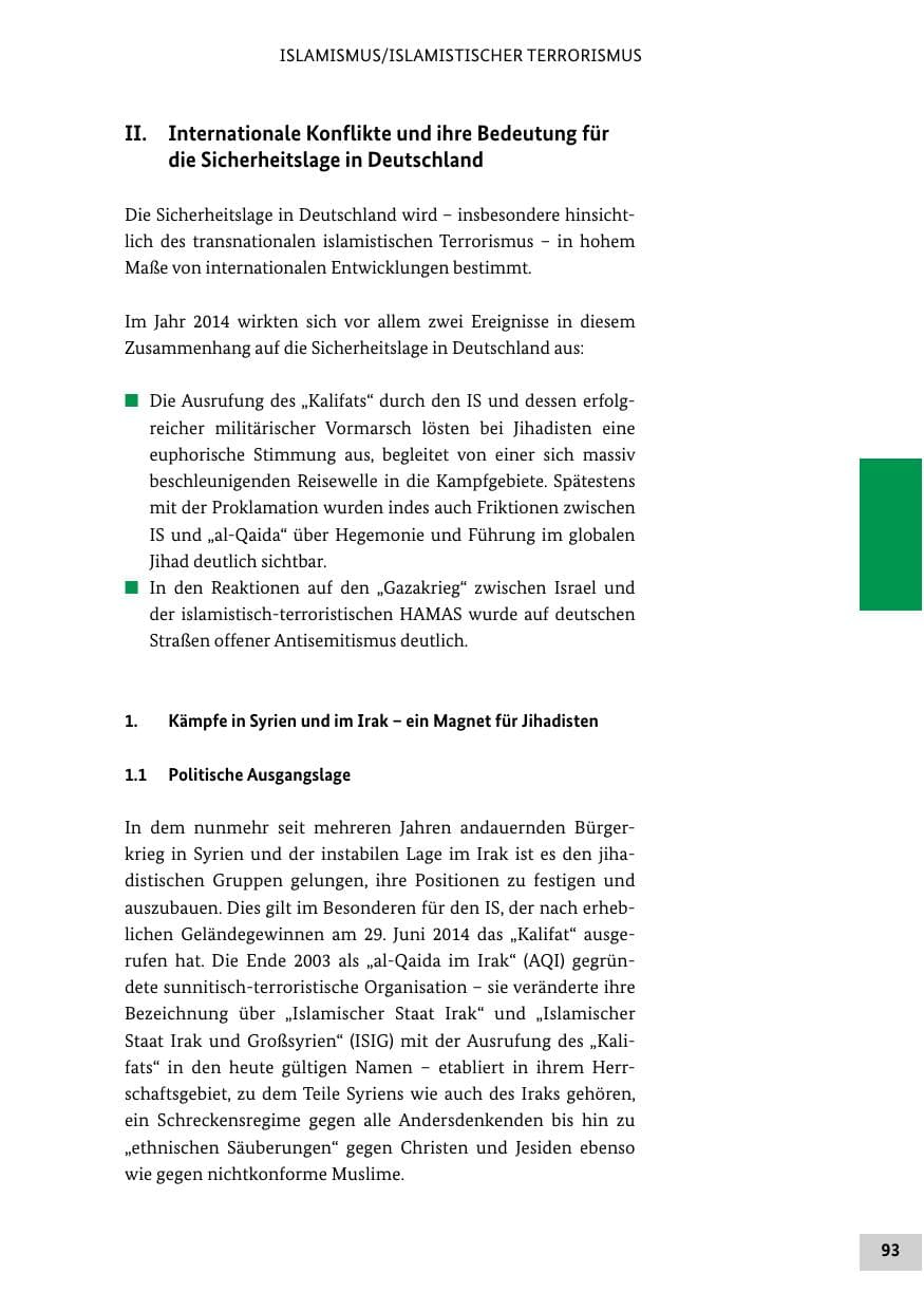 Seite 92 des Verfassungsschutzbericht 2014 Bund