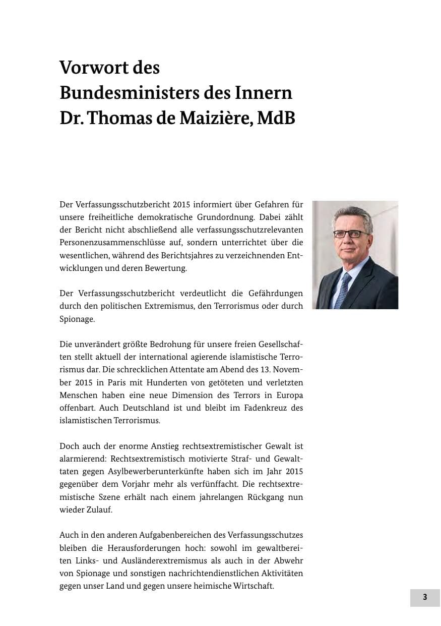 Seite 2 des Verfassungsschutzbericht 2015 Bund