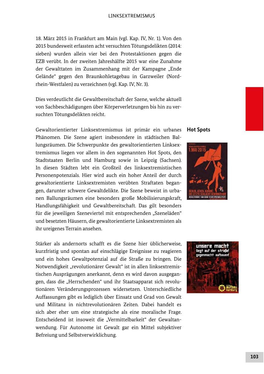 Seite 102 des Verfassungsschutzbericht 2015 Bund