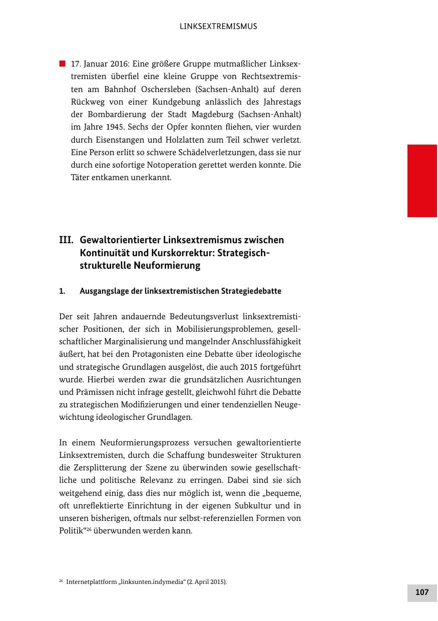 Seite 106 des Verfassungsschutzbericht 2015 Bund
