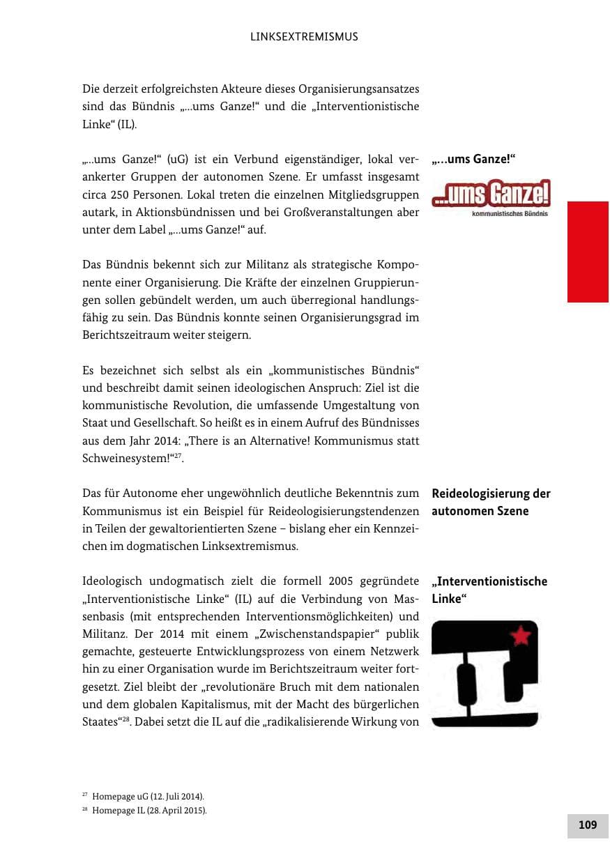Seite 108 des Verfassungsschutzbericht 2015 Bund