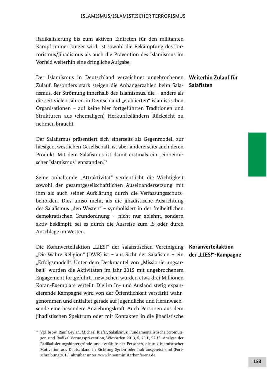 Seite 152 des Verfassungsschutzbericht 2015 Bund