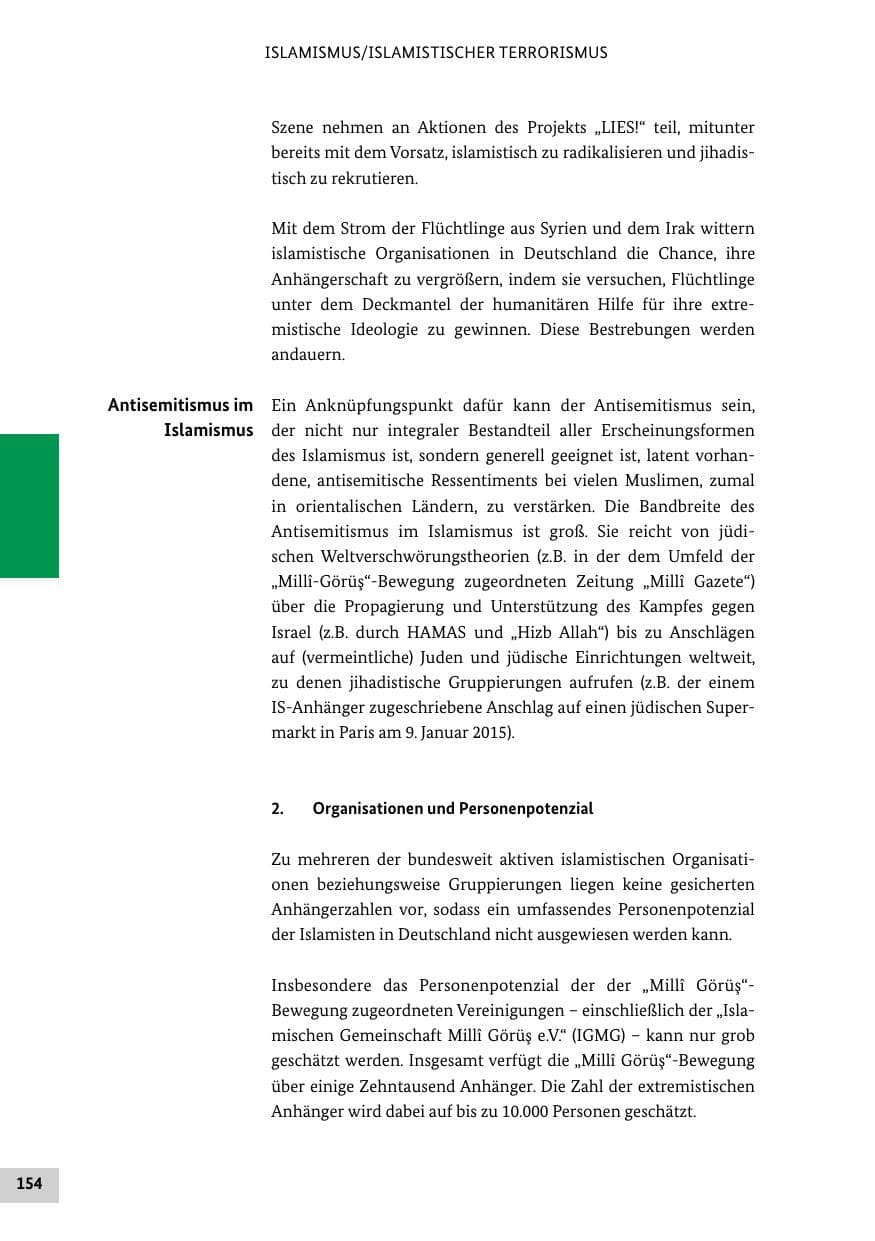 Seite 153 des Verfassungsschutzbericht 2015 Bund