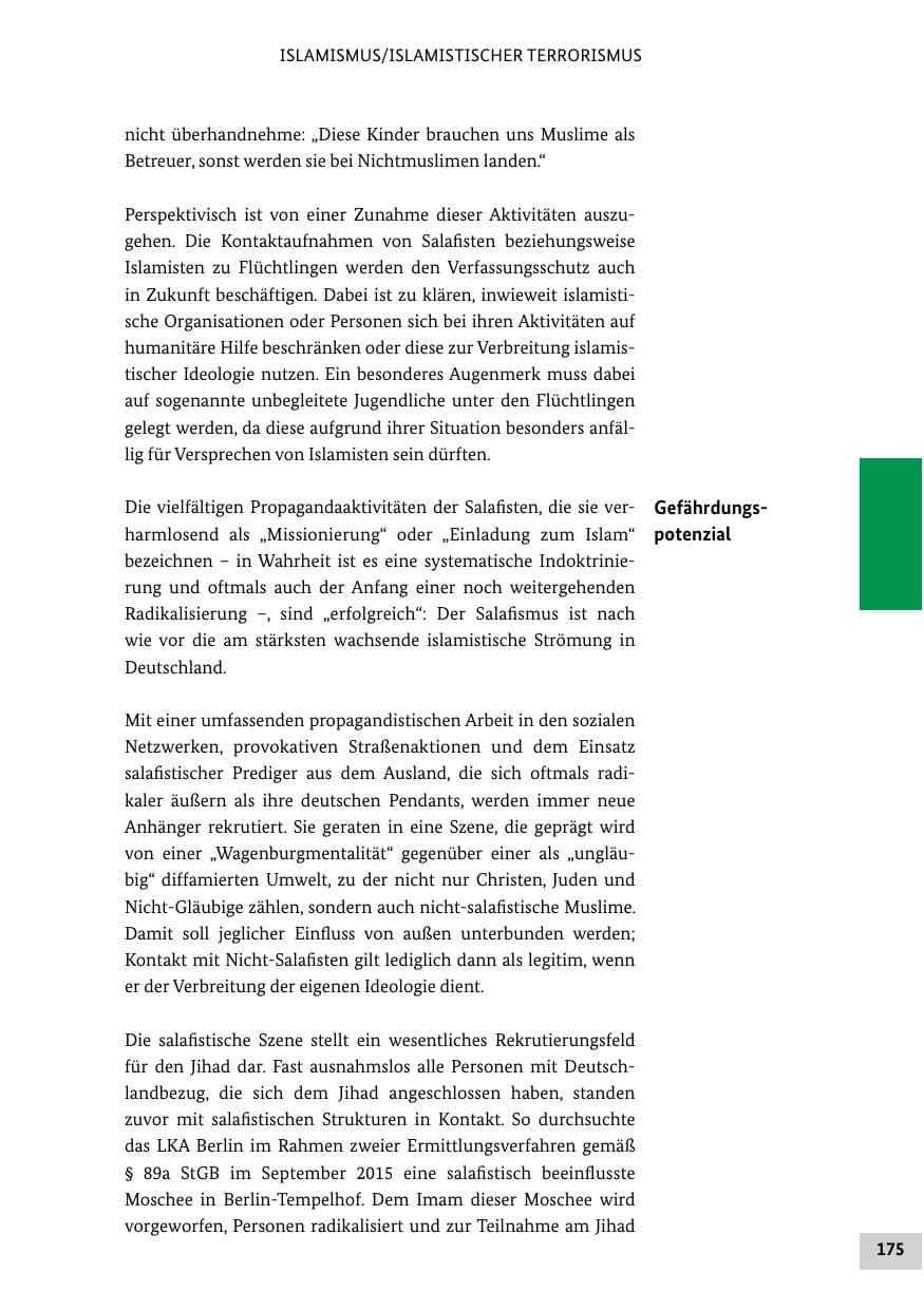 Seite 174 des Verfassungsschutzbericht 2015 Bund