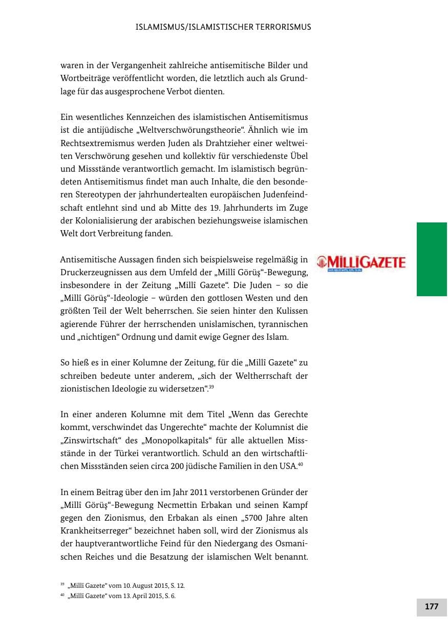 Seite 176 des Verfassungsschutzbericht 2015 Bund