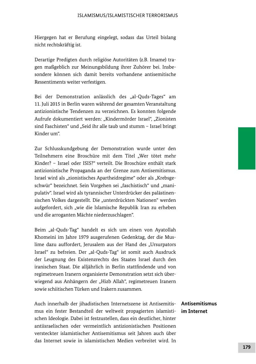 Seite 178 des Verfassungsschutzbericht 2015 Bund