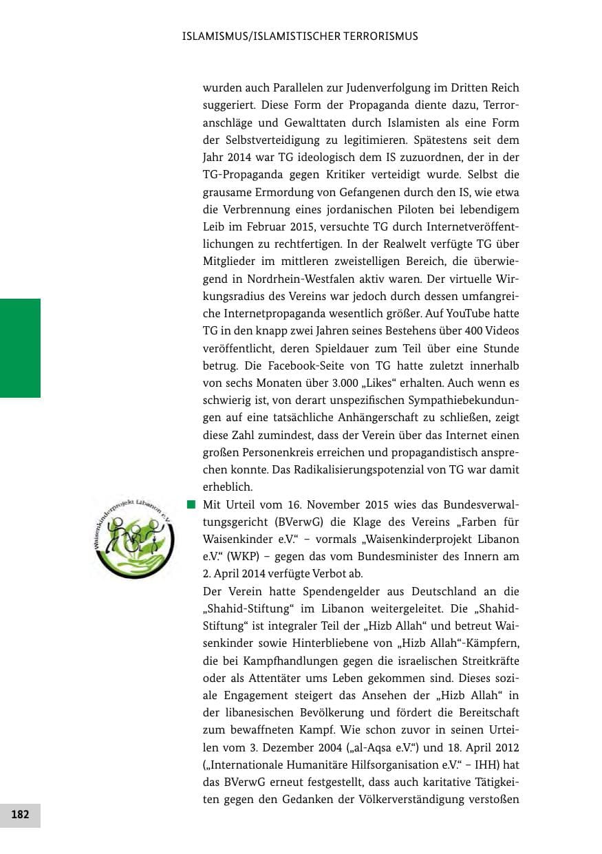 Seite 181 des Verfassungsschutzbericht 2015 Bund