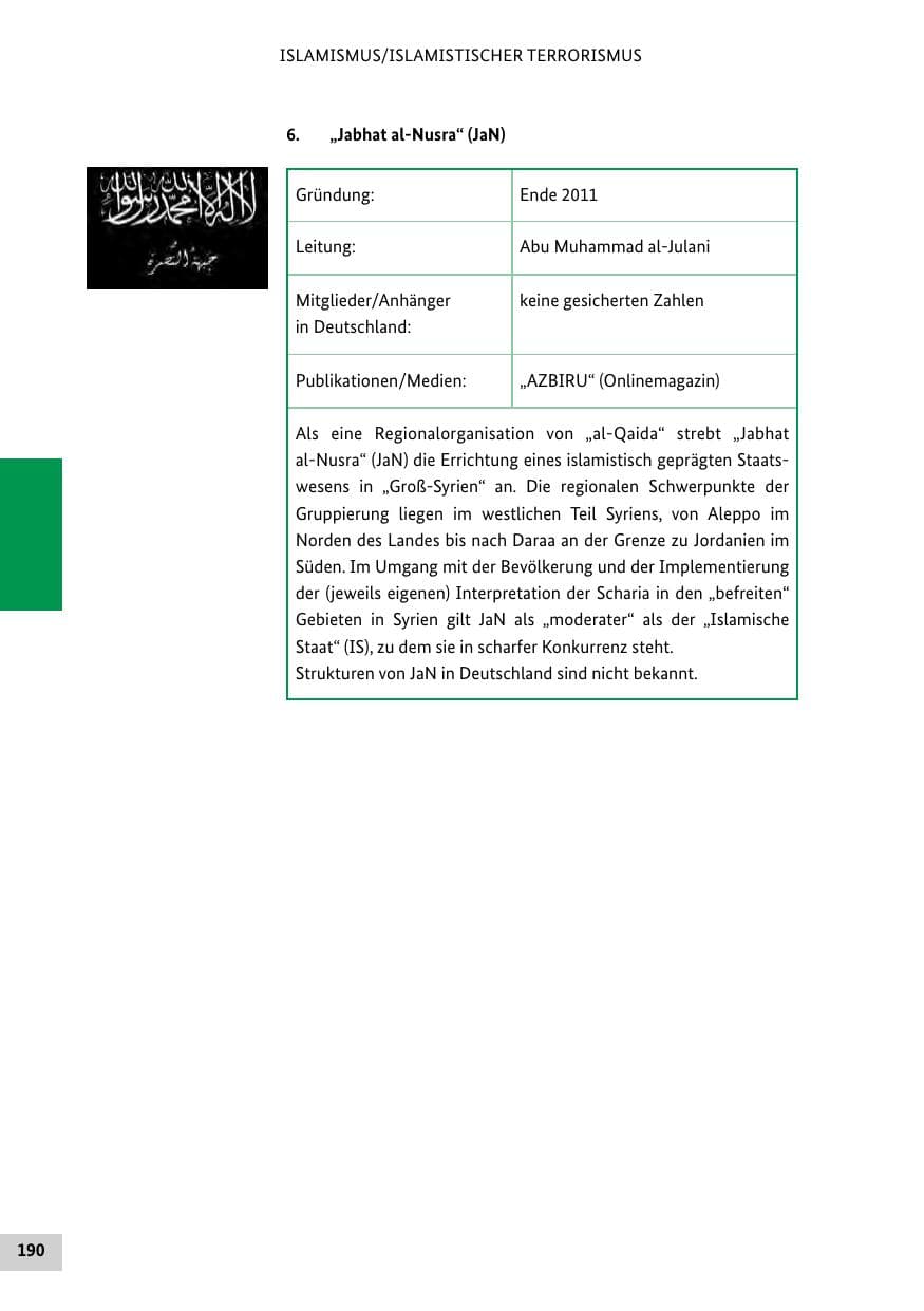 Seite 189 des Verfassungsschutzbericht 2015 Bund