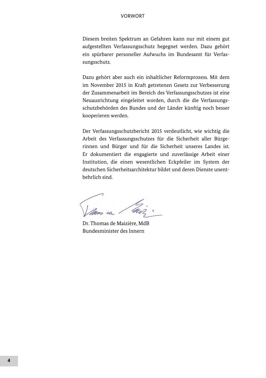 Seite 3 des Verfassungsschutzbericht 2015 Bund
