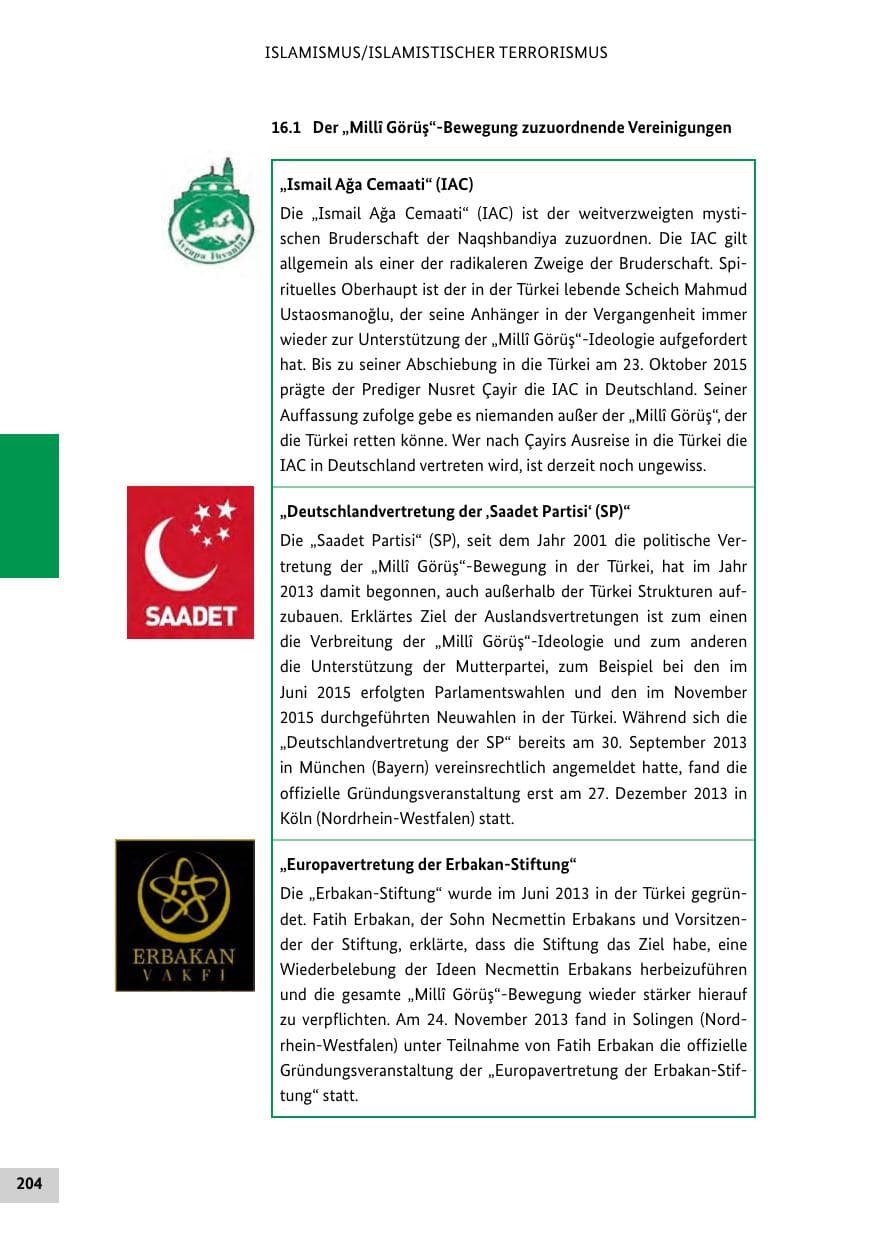 Seite 203 des Verfassungsschutzbericht 2015 Bund