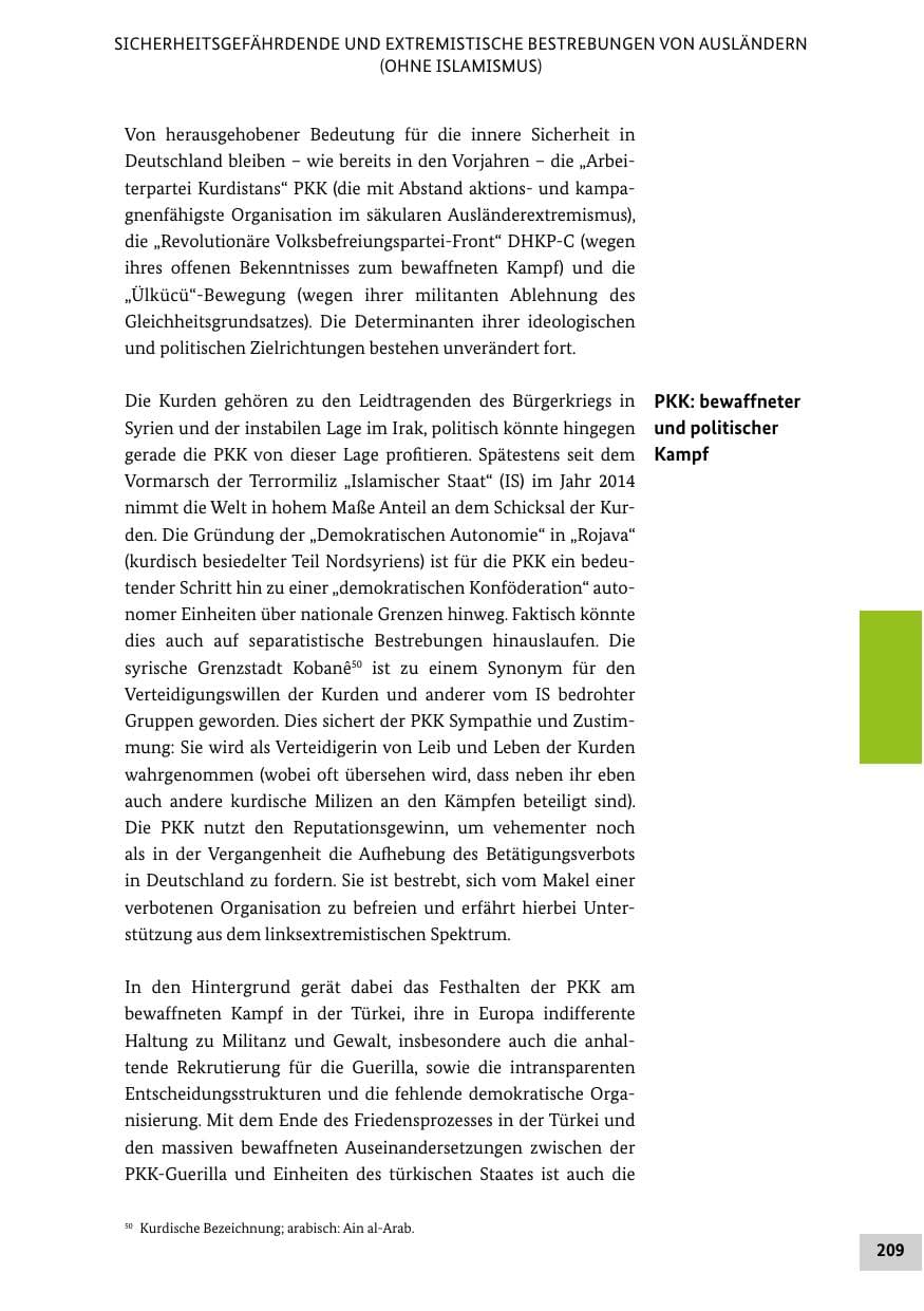 Seite 208 des Verfassungsschutzbericht 2015 Bund