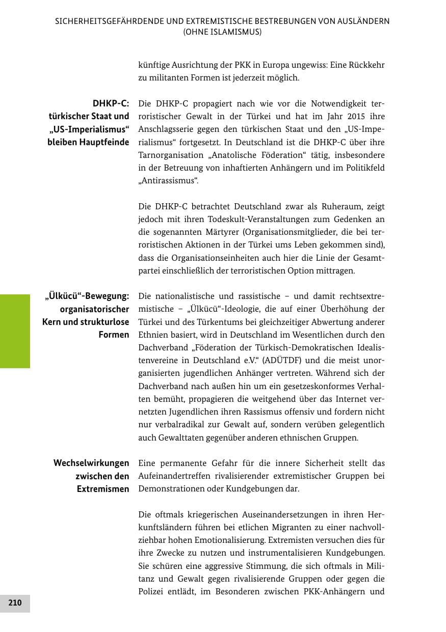 Seite 209 des Verfassungsschutzbericht 2015 Bund
