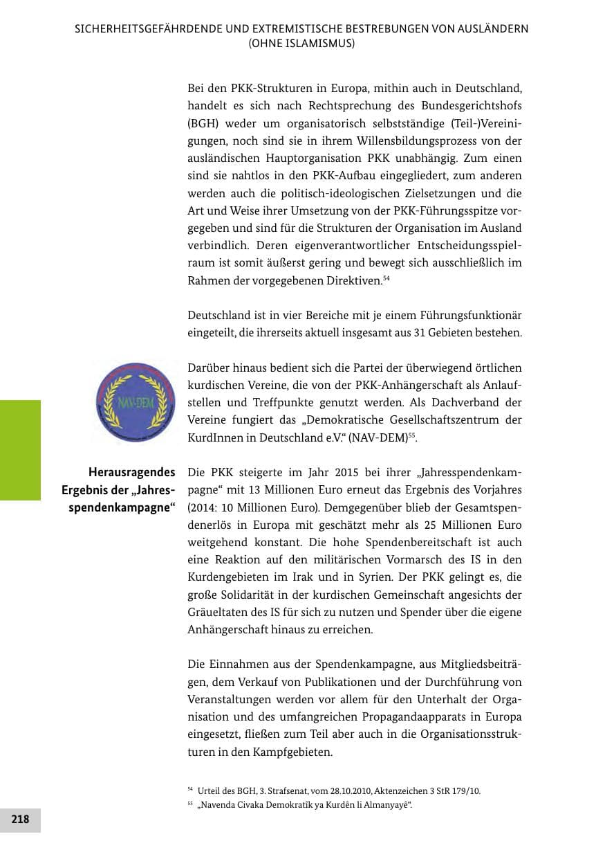 Seite 217 des Verfassungsschutzbericht 2015 Bund