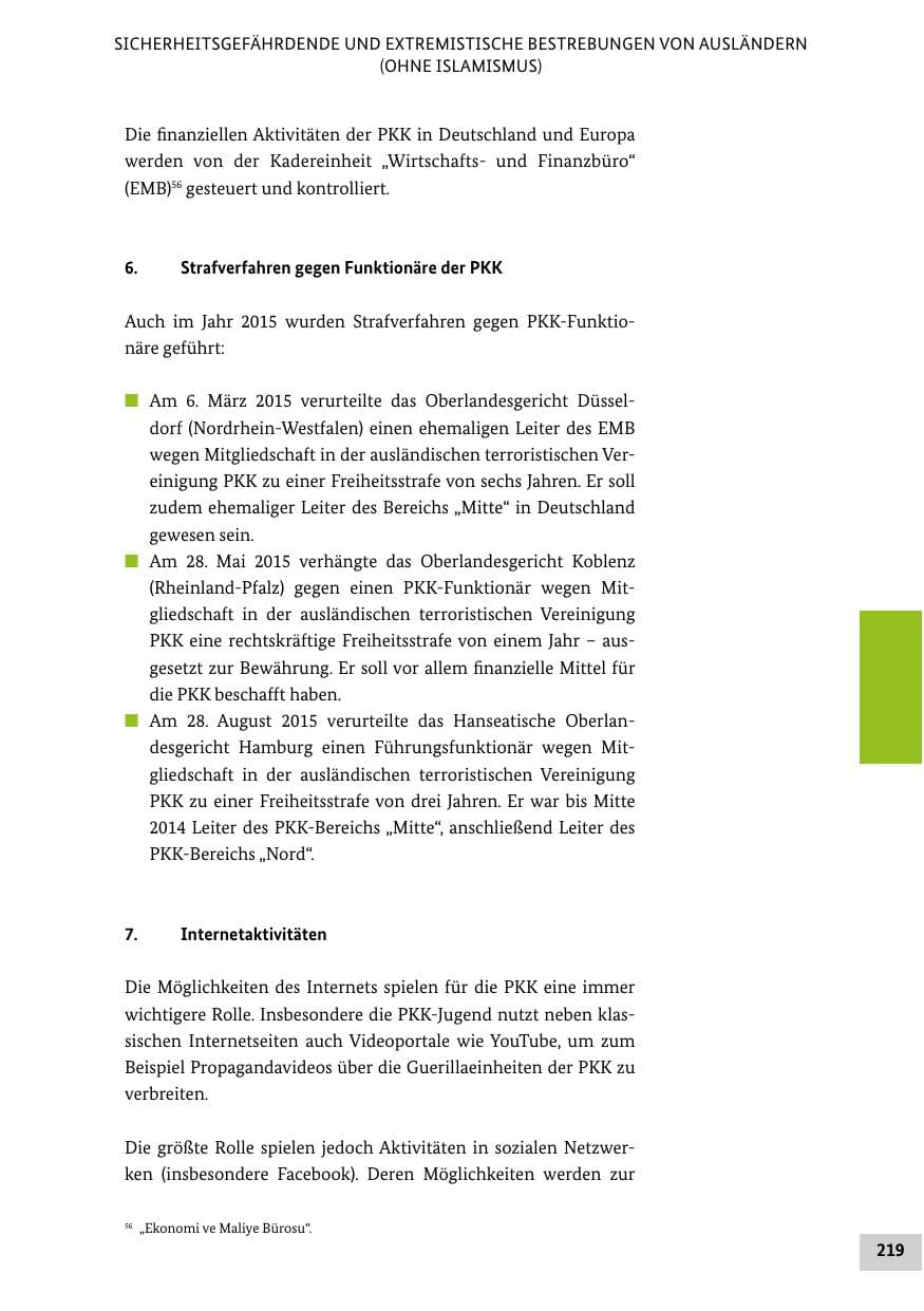 Seite 218 des Verfassungsschutzbericht 2015 Bund