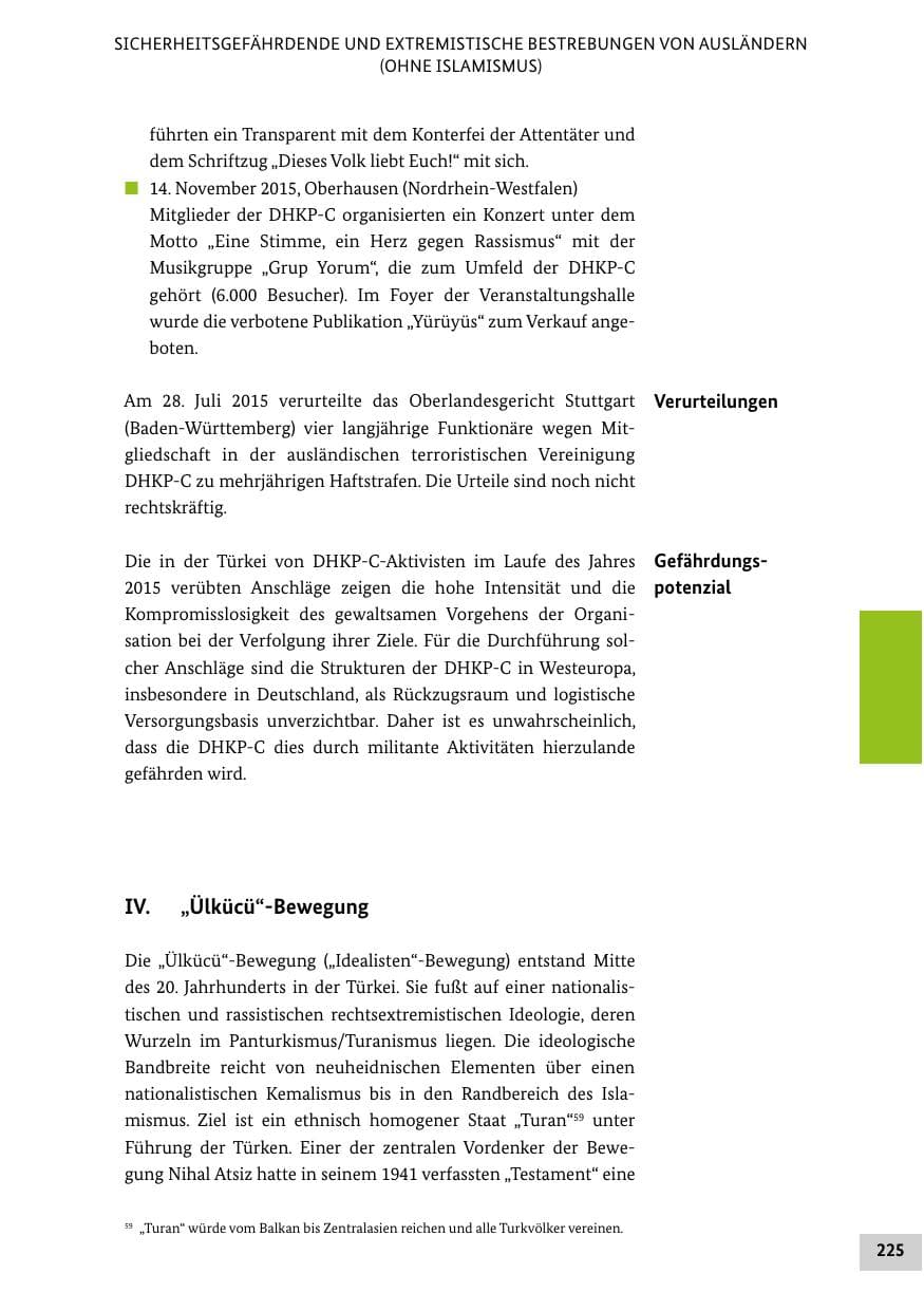 Seite 224 des Verfassungsschutzbericht 2015 Bund