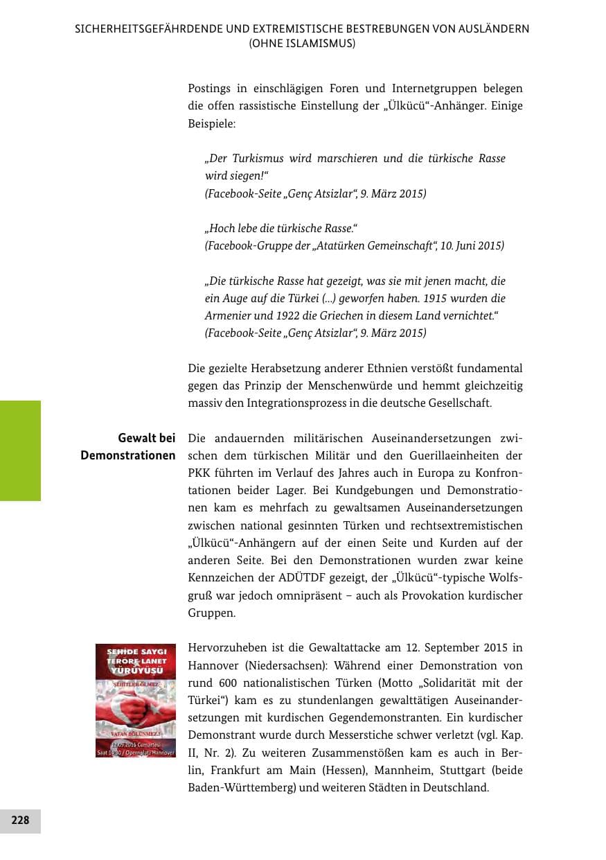 Seite 227 des Verfassungsschutzbericht 2015 Bund