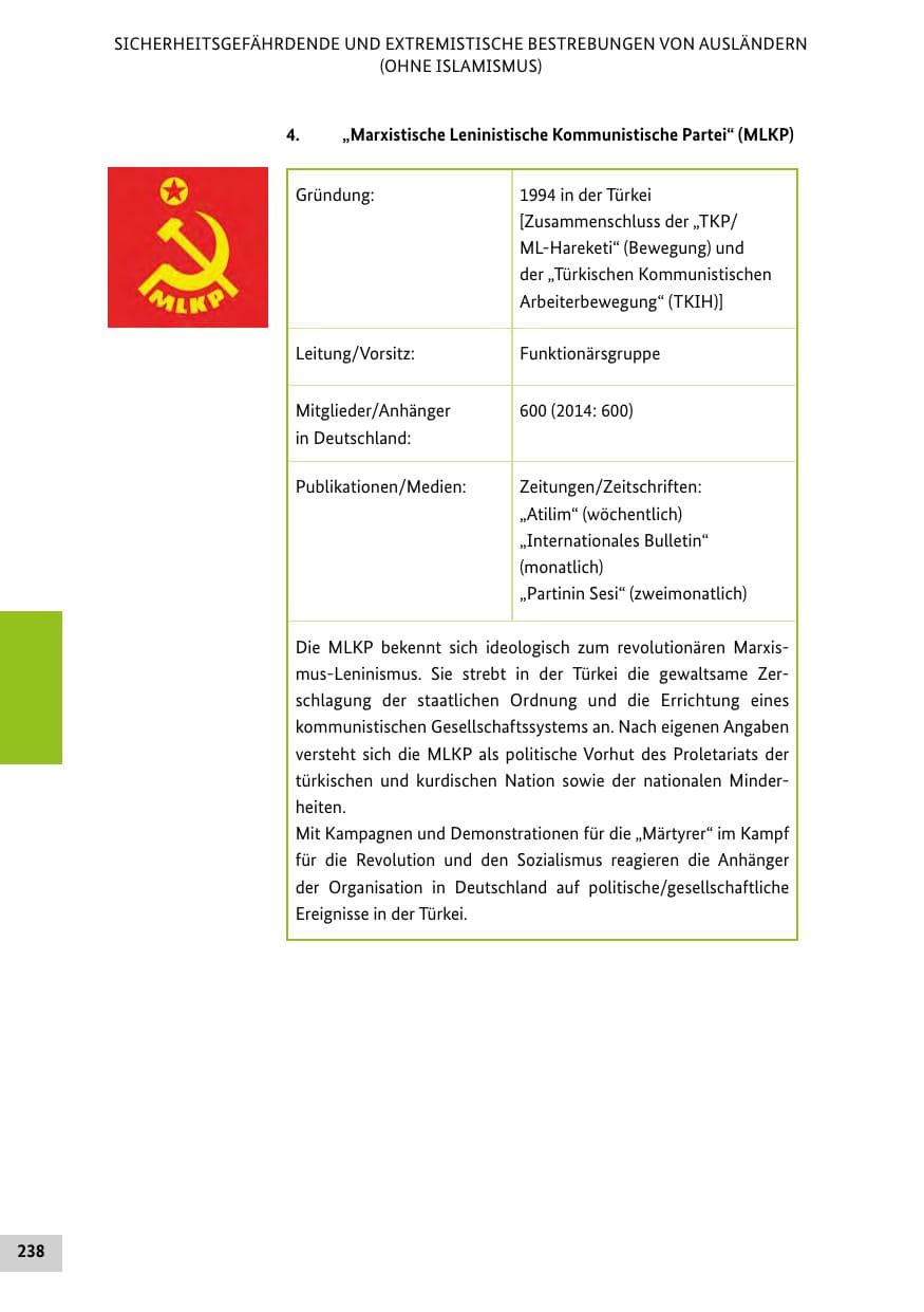 Seite 237 des Verfassungsschutzbericht 2015 Bund