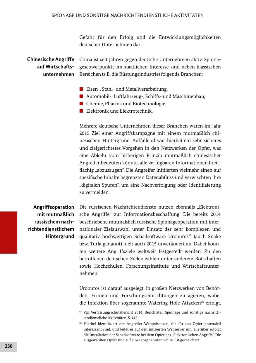 Seite 249 des Verfassungsschutzbericht 2015 Bund