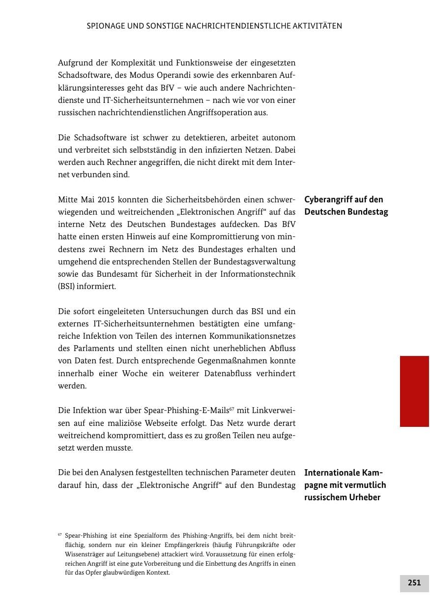 Seite 250 des Verfassungsschutzbericht 2015 Bund