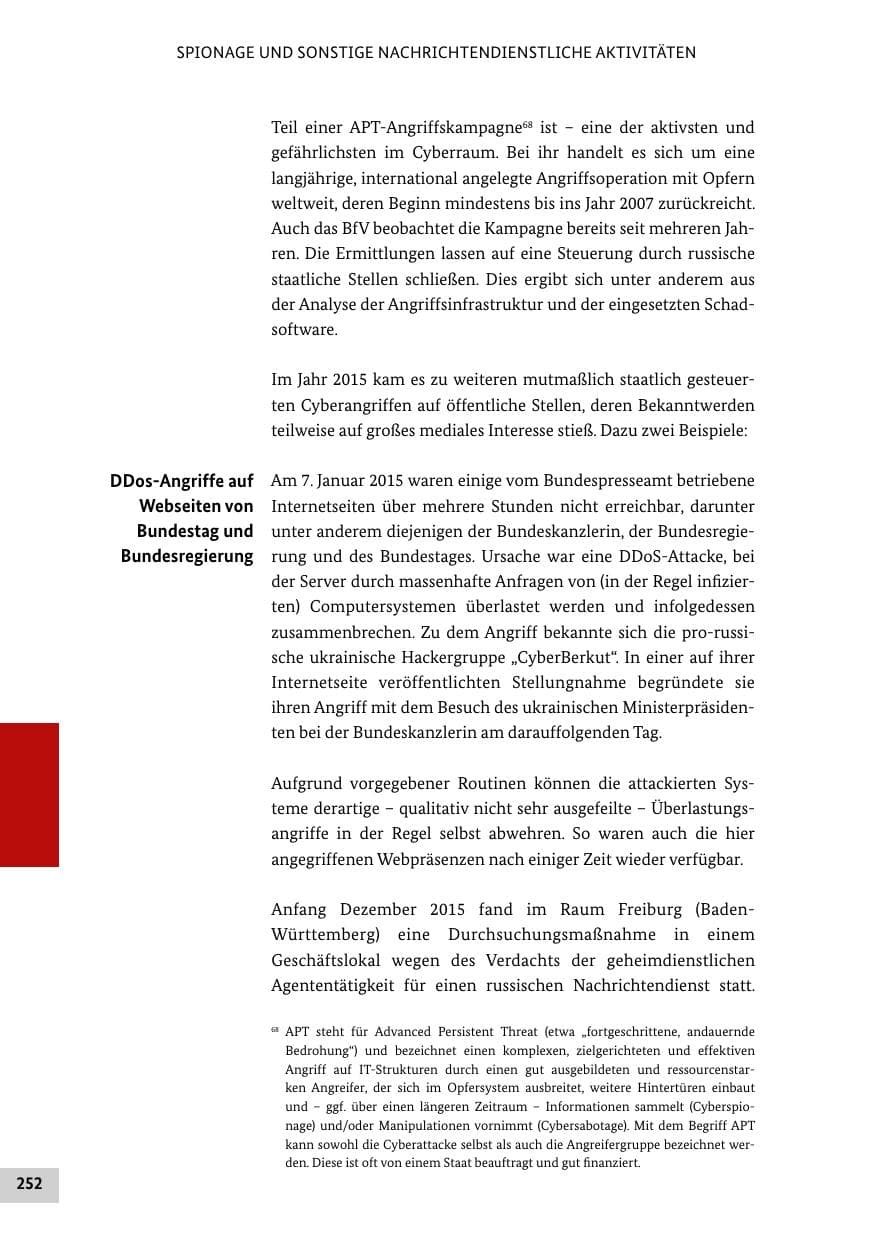 Seite 251 des Verfassungsschutzbericht 2015 Bund
