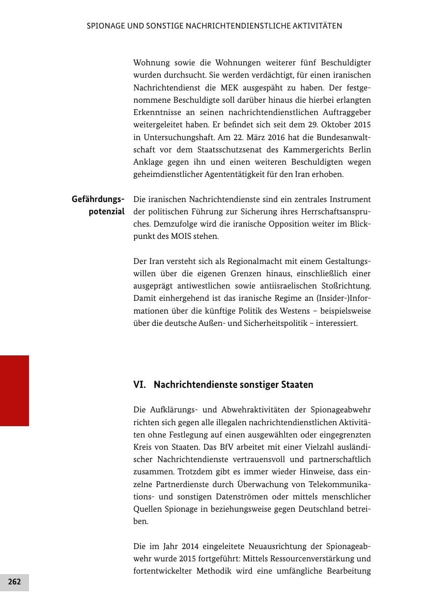 Seite 261 des Verfassungsschutzbericht 2015 Bund