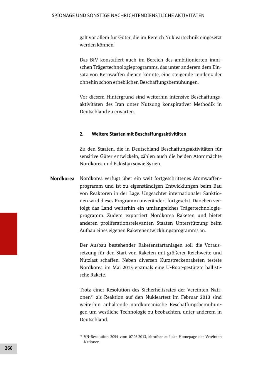 Seite 265 des Verfassungsschutzbericht 2015 Bund