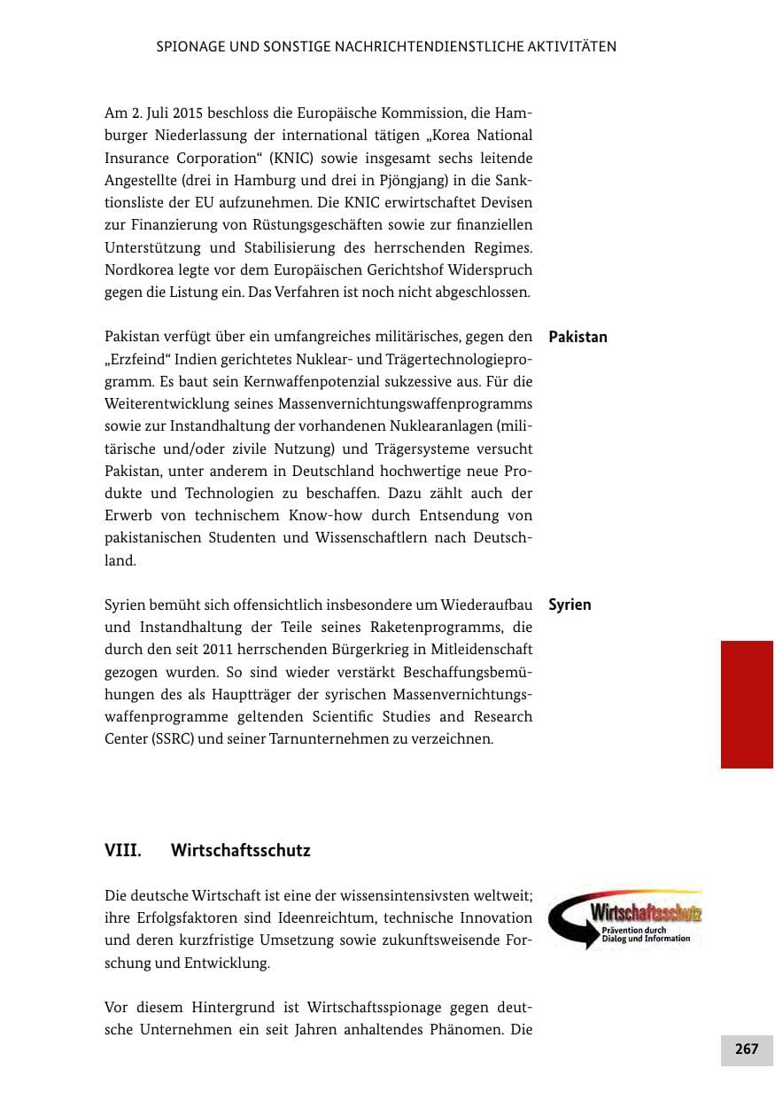 Seite 266 des Verfassungsschutzbericht 2015 Bund