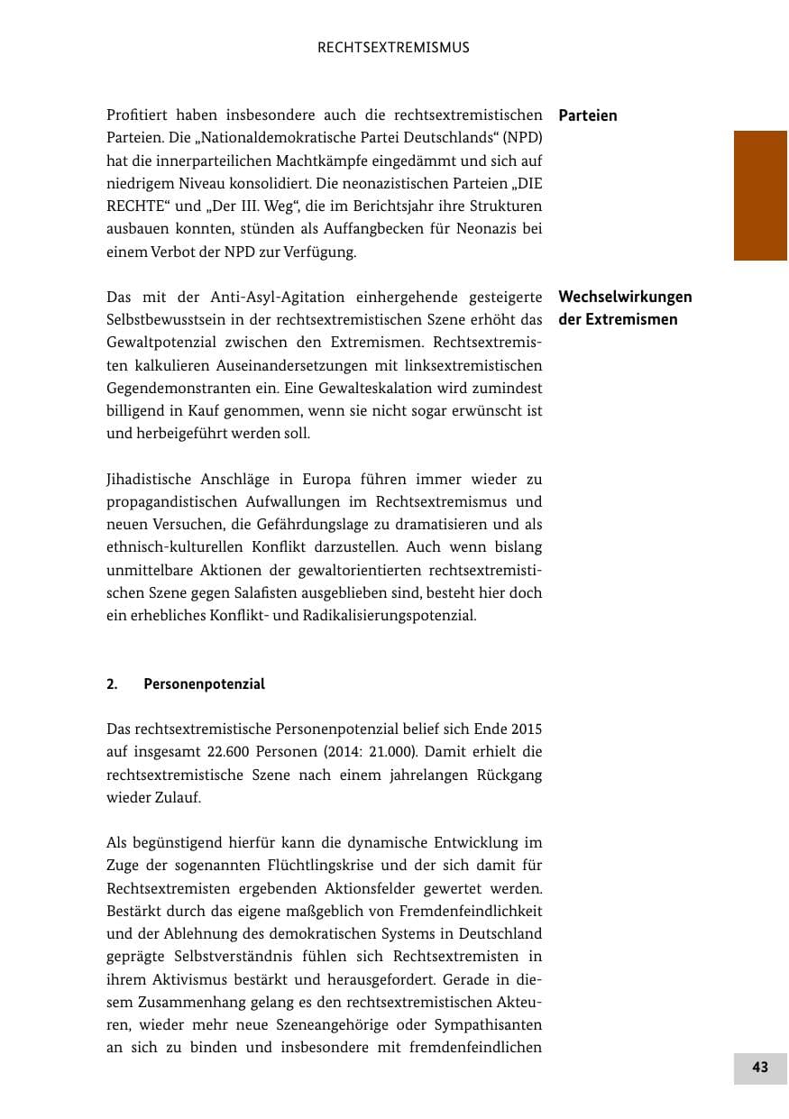 Seite 42 des Verfassungsschutzbericht 2015 Bund