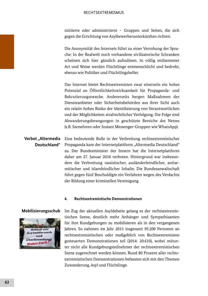 Seite 61 des Verfassungsschutzbericht 2015 Bund