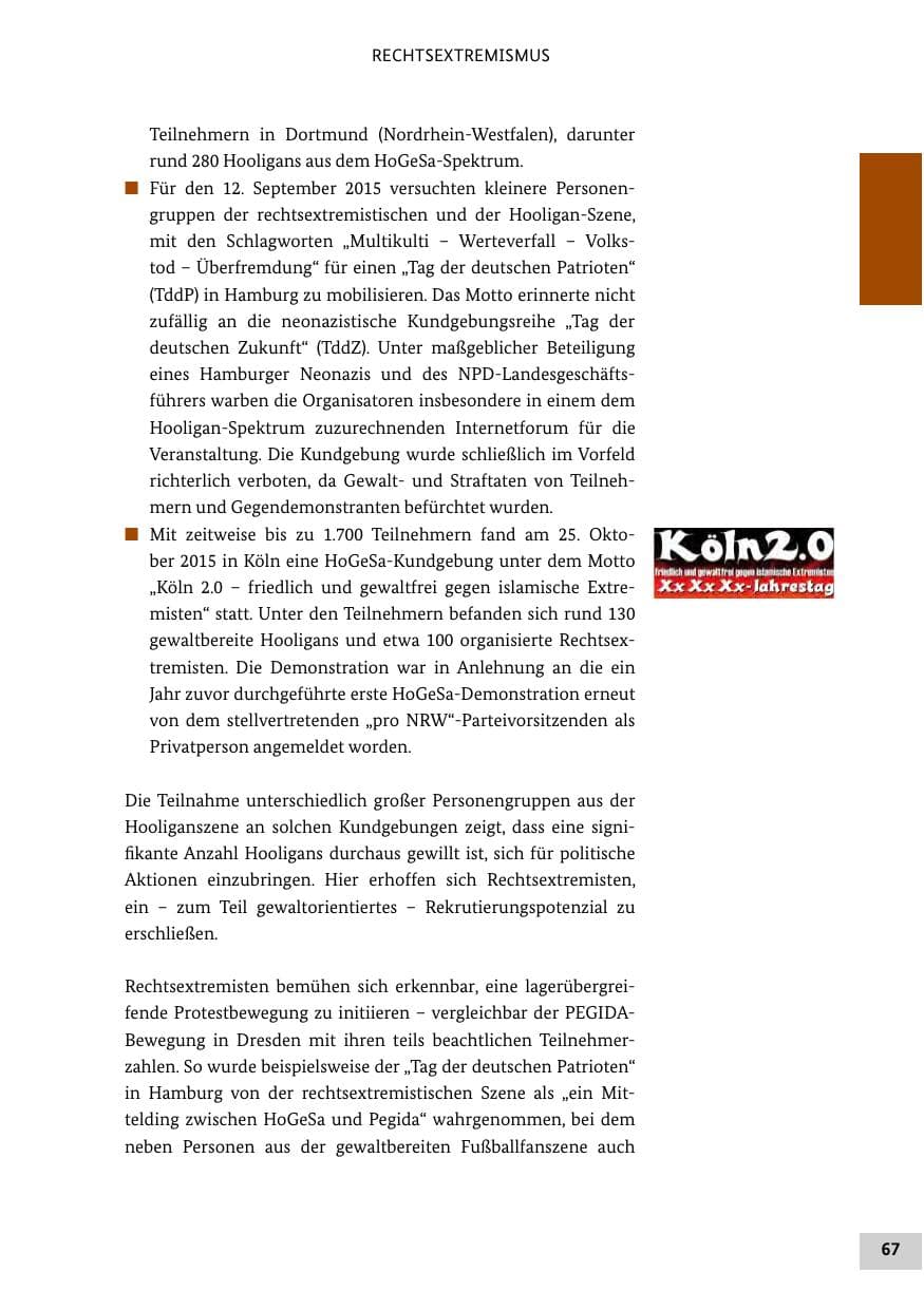 Seite 66 des Verfassungsschutzbericht 2015 Bund