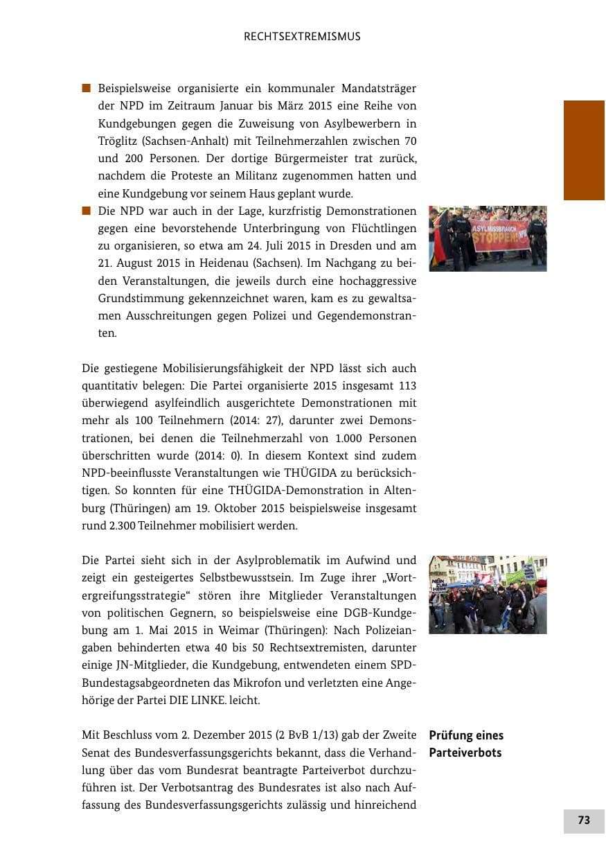 Seite 72 des Verfassungsschutzbericht 2015 Bund