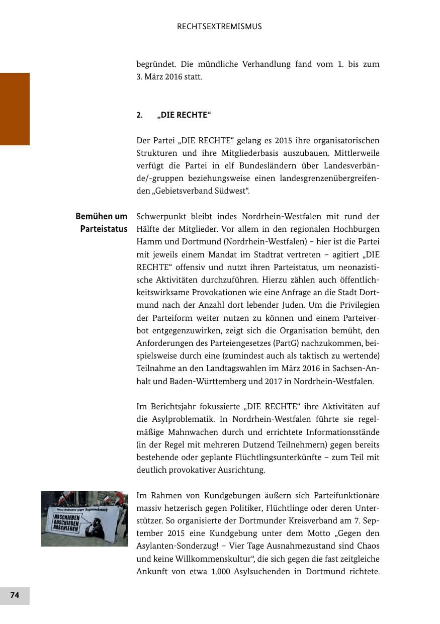 Seite 73 des Verfassungsschutzbericht 2015 Bund