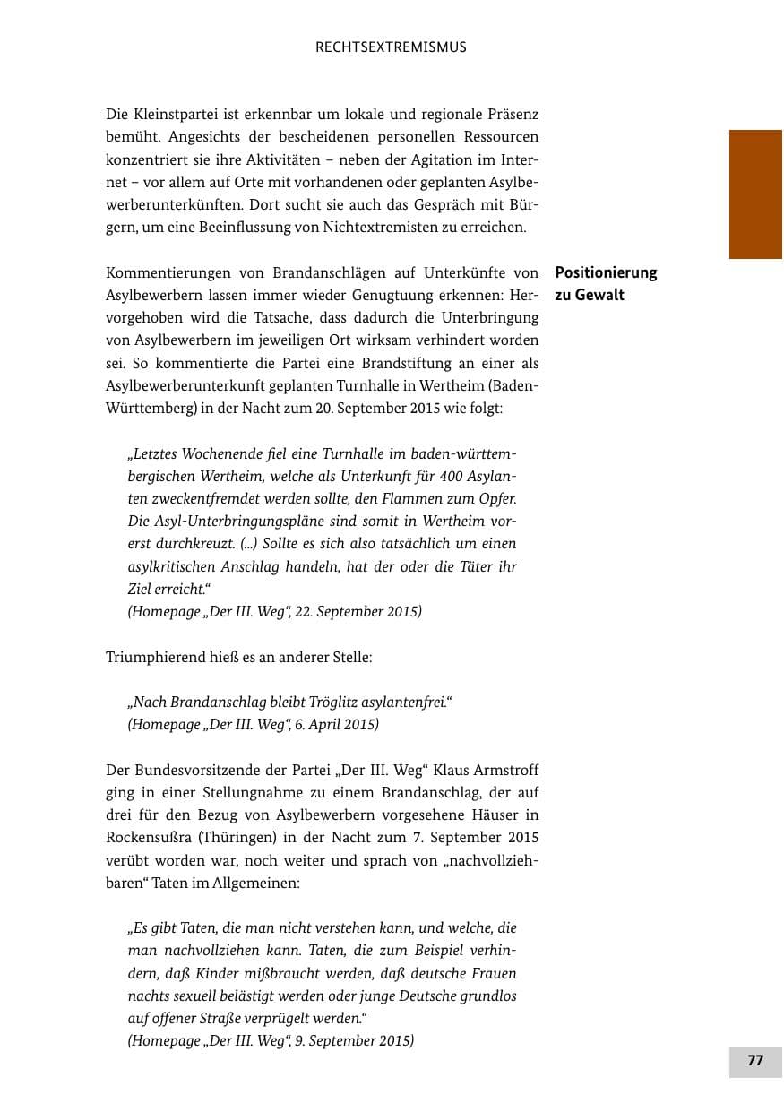 Seite 76 des Verfassungsschutzbericht 2015 Bund