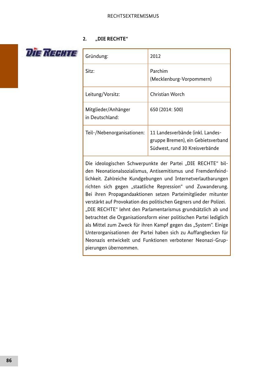 Seite 85 des Verfassungsschutzbericht 2015 Bund