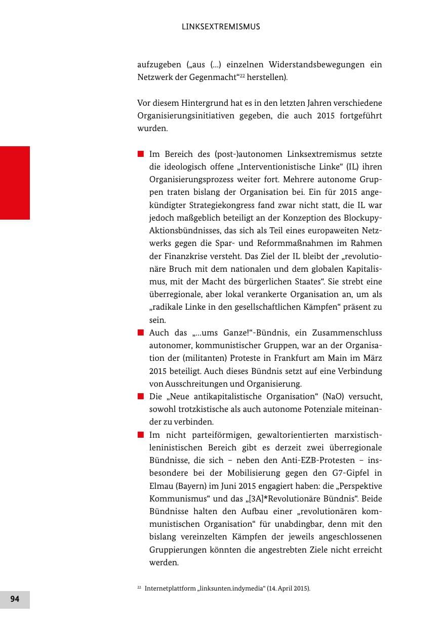 Seite 93 des Verfassungsschutzbericht 2015 Bund
