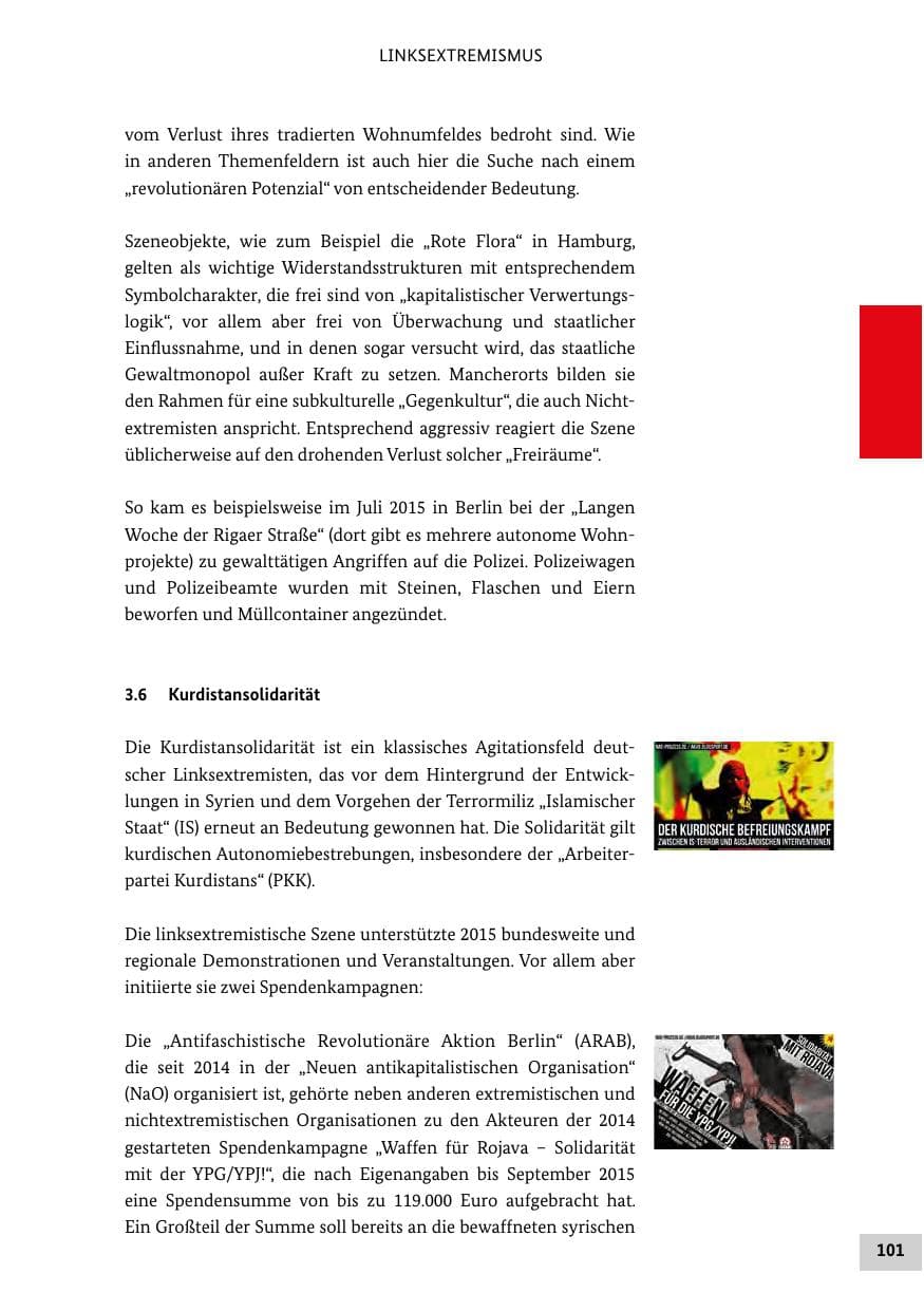 Seite 100 des Verfassungsschutzbericht 2015 Bund