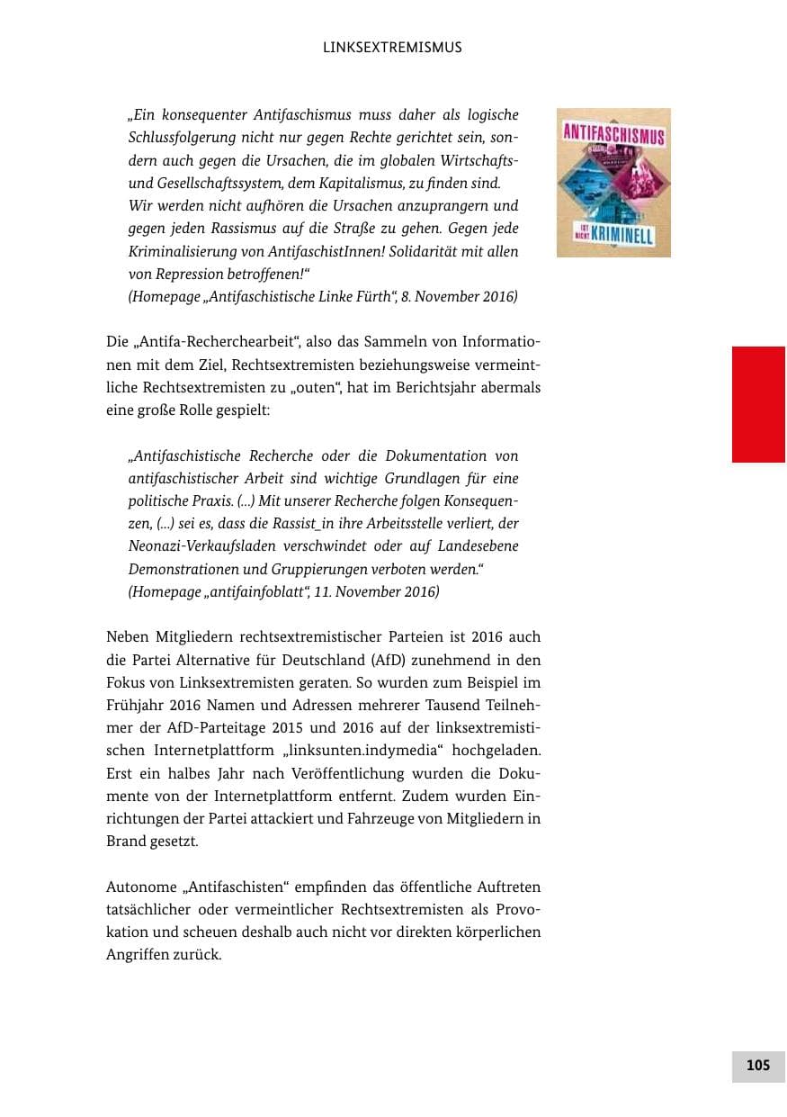 Seite 104 des Verfassungsschutzbericht 2016 Bund