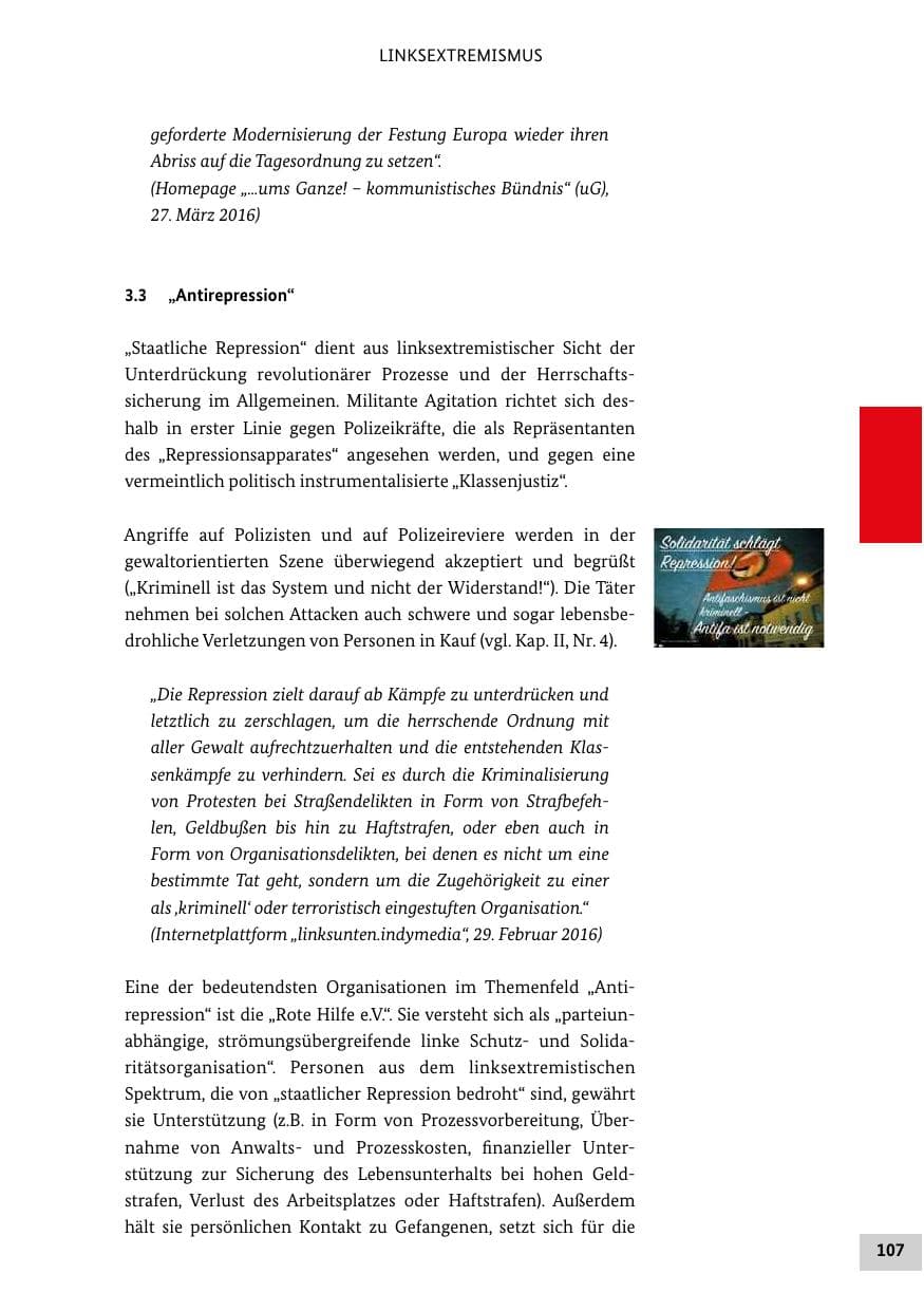 Seite 106 des Verfassungsschutzbericht 2016 Bund