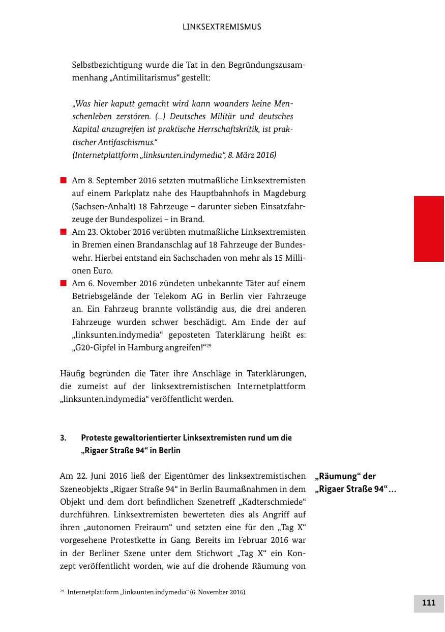 Seite 110 des Verfassungsschutzbericht 2016 Bund