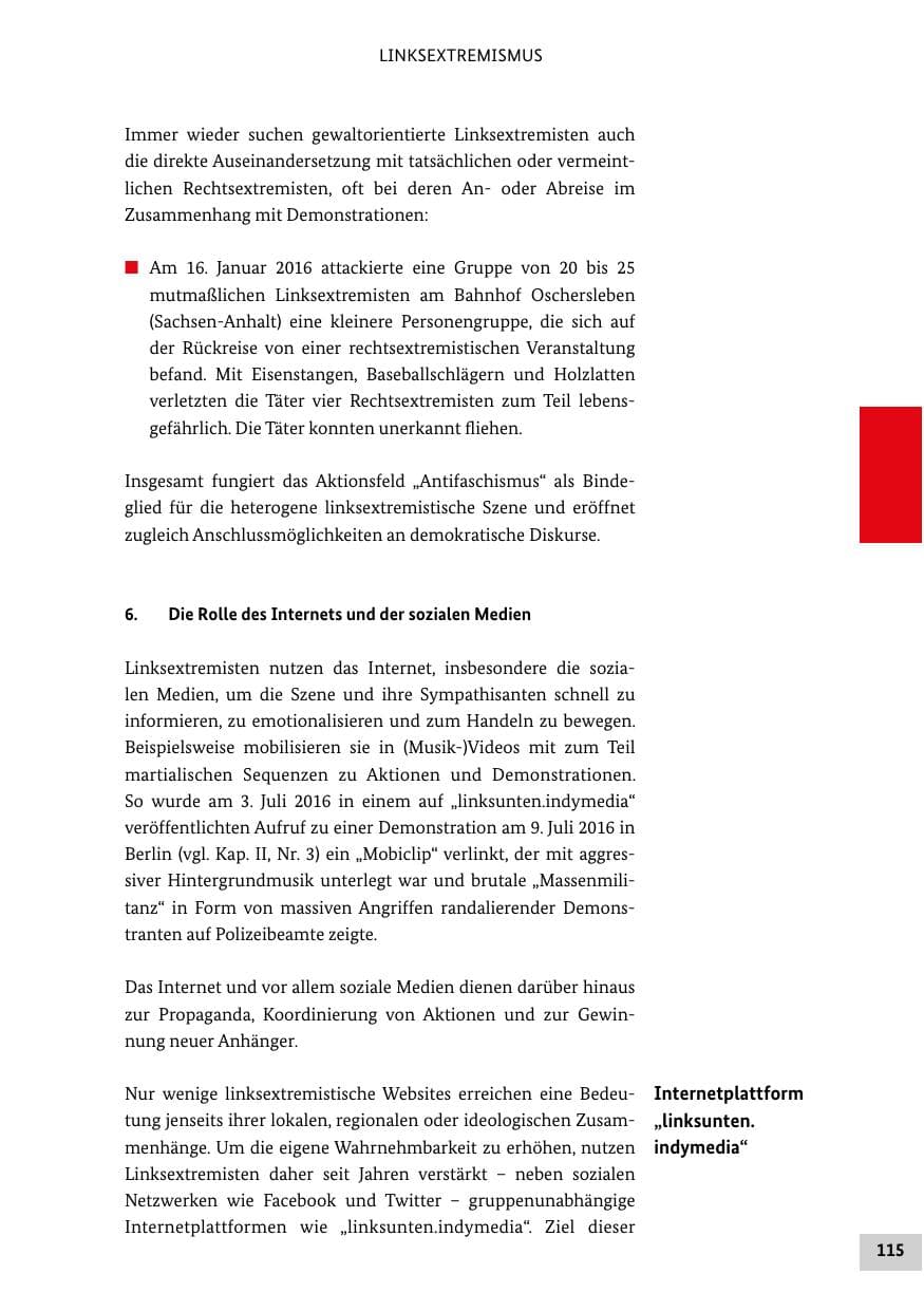 Seite 114 des Verfassungsschutzbericht 2016 Bund