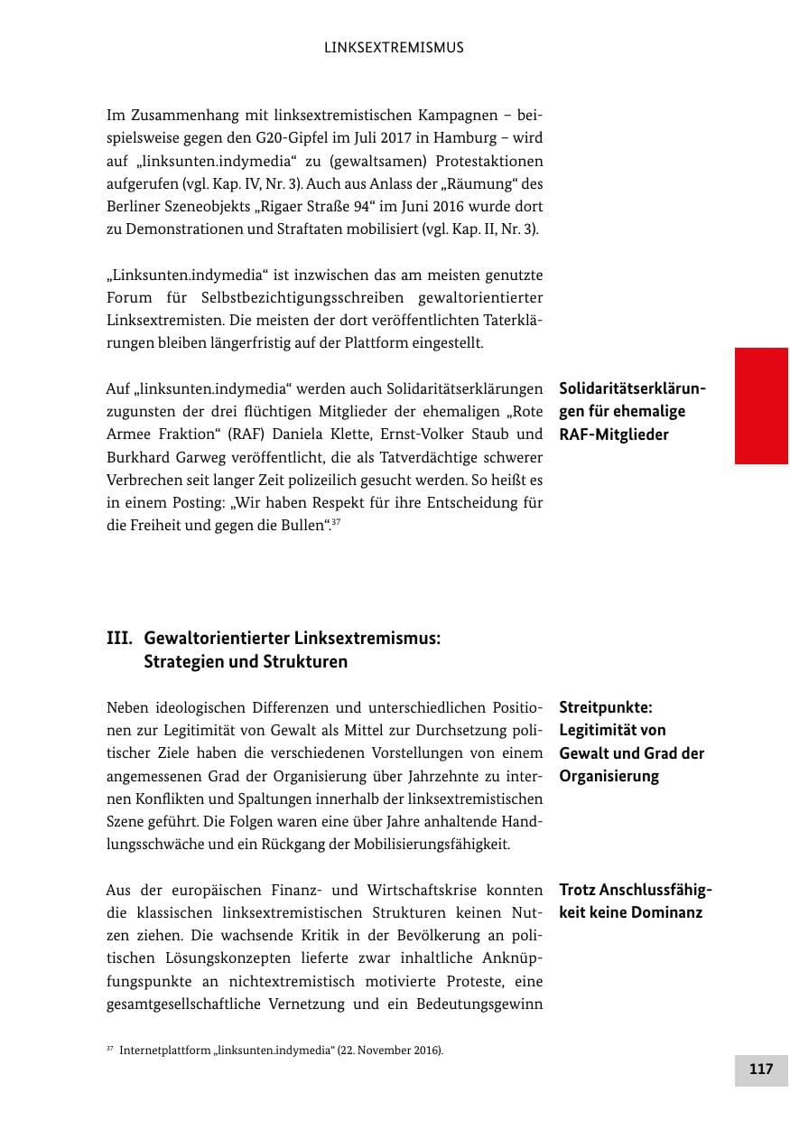 Seite 116 des Verfassungsschutzbericht 2016 Bund